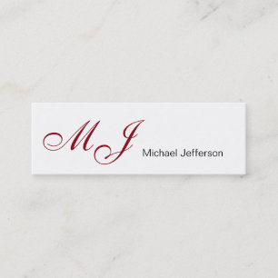 Tarjeta de presentación Skinny Monogram White Red 