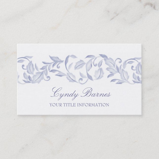 Tarjeta de presentación Slate Blue Leafy Scroll (Anverso)