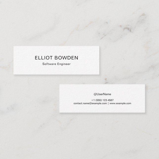 Tarjeta De Presentación Sleek Simple Design Personalized Calling Card (Anverso / Reverso)