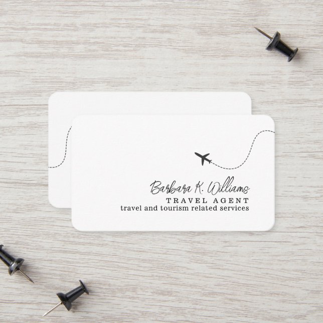 Tarjeta De Presentación Small Airplane Travel Agent White (Anverso/Reverso In Situ)