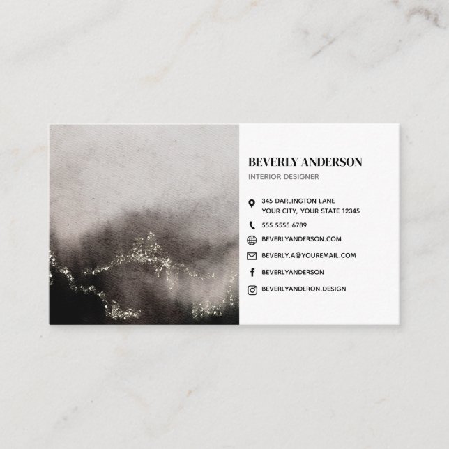 Tarjeta de presentación Smokey Gray Moderne Art (Anverso)