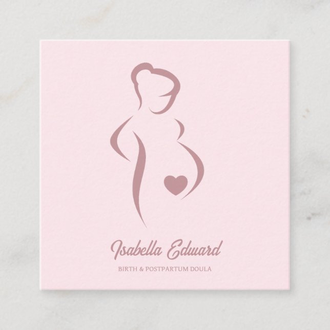 Tarjeta De Presentación Soft Pink Maternity Doula Identity Illustration (Anverso)