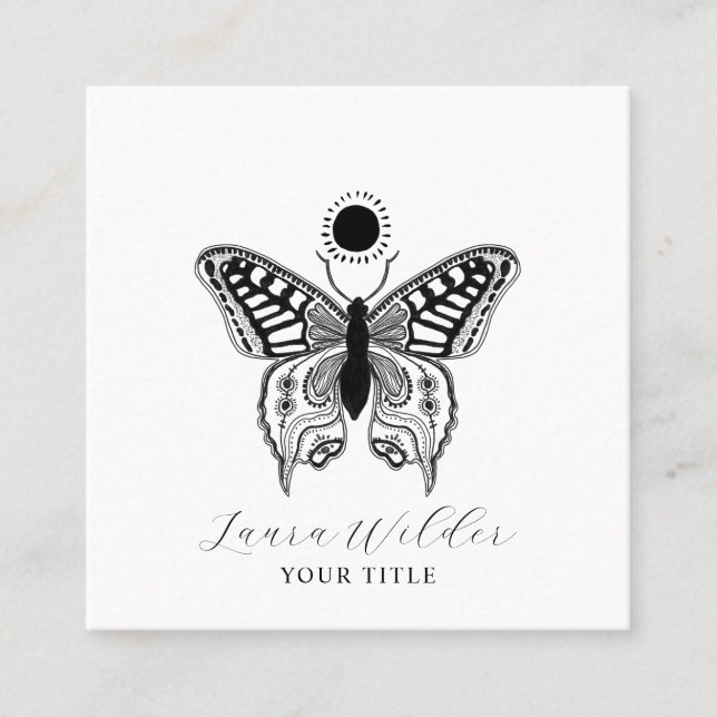 Tarjeta De Presentación Sol elegante de mariposa (Anverso)