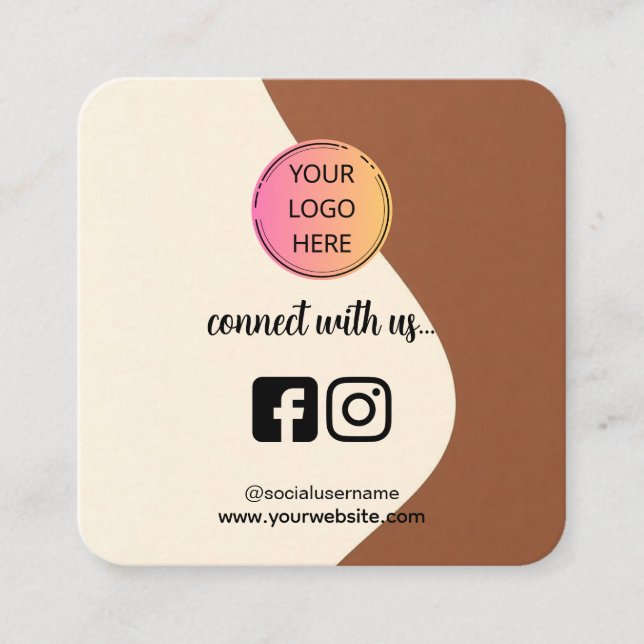 Tarjeta De Presentación Square Business Card – Coffee Tone QR Design (Anverso)