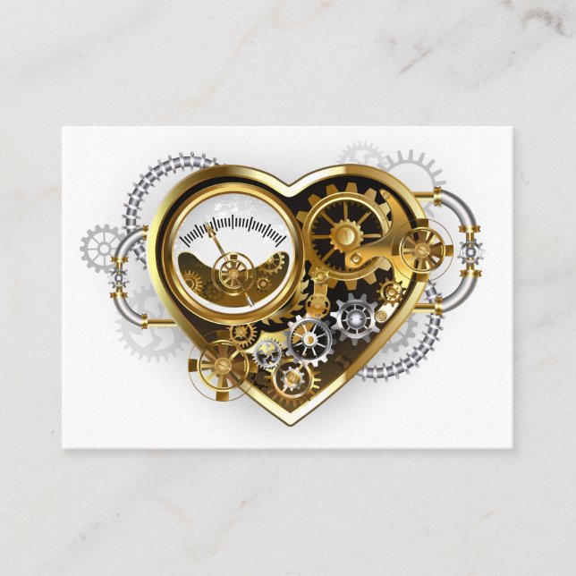 Tarjeta De Presentación Steampunk Heart with a Manometer (Anverso)