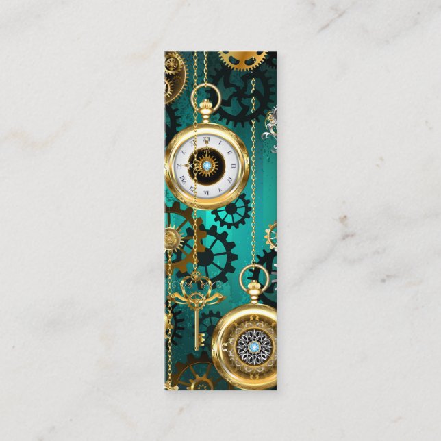 Tarjeta De Presentación Steampunk Jewelry Watch sobre un fondo verde (Anverso)