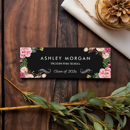 Tarjeta De Presentación Stylish Floral Flowers Graduation Name Card