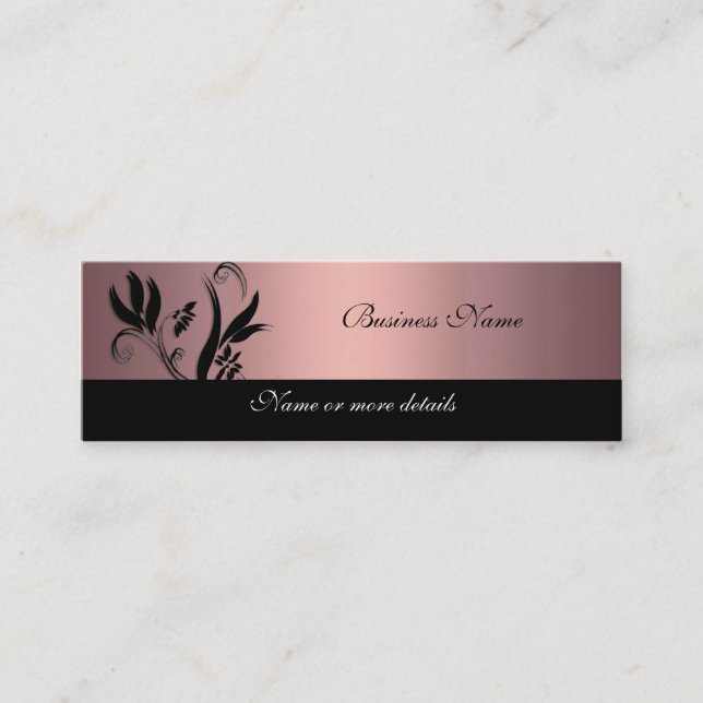 Tarjeta de presentación suave rosa negro floral de (Anverso)