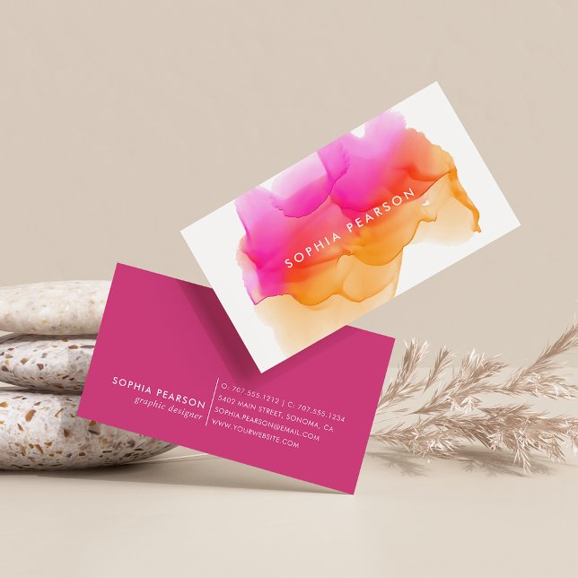 Tarjeta de presentación Sunset Watercolor Blot (Subido por el creador)