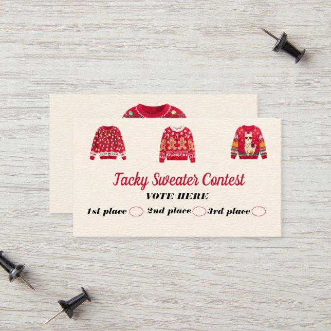 Tarjeta De Presentación Tacky Sweater Contest Voting Cards (Anverso/Reverso In Situ)