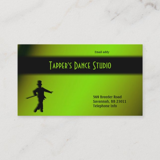 Tarjeta de presentación Tap Dance - Negro y verde (Anverso)