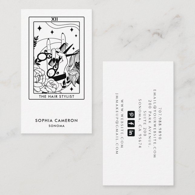 Tarjeta de presentación Tarot de estilo Hair (Anverso / Reverso)