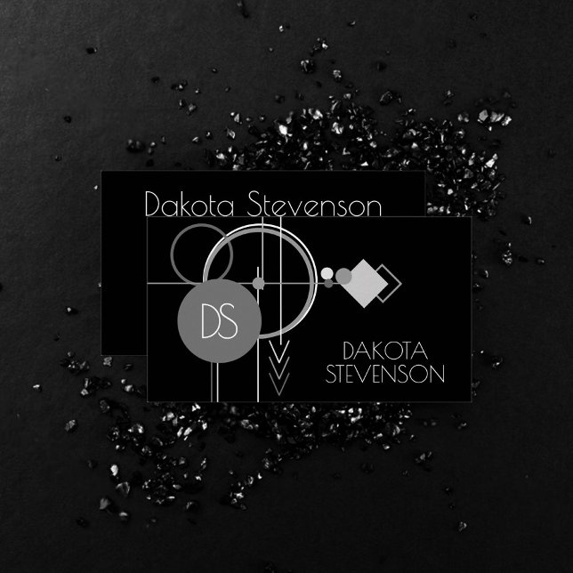 Tarjeta De Presentación Tatuajes Art Deco Moderno | Marca negra y gris (Subido por el creador)