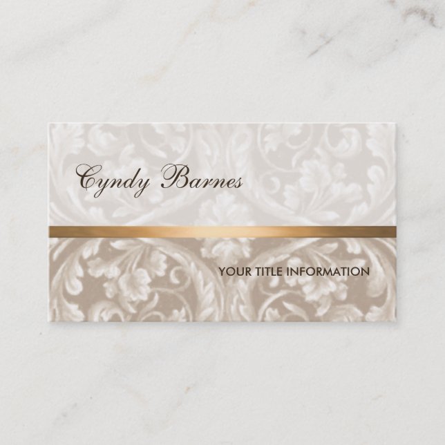 Tarjeta de presentación Taupe Renaissance Damask (Anverso)