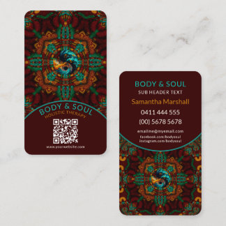 Tarjeta De Presentación Teal Brown Earthy Eastern Yin Yang Holistic