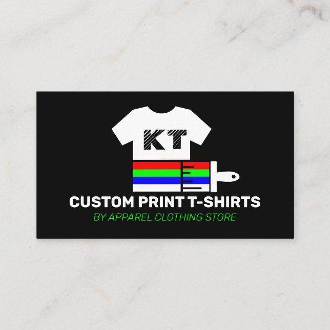 Tarjeta De Presentación Tienda de ropa de camiseta negra (Anverso)