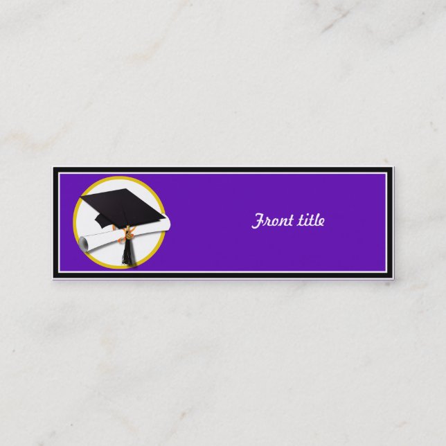 Tarjeta De Presentación Título de graduación con Diploma - Fondo púrpura (Anverso)
