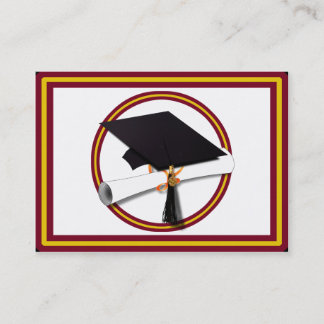 Tarjeta De Presentación Título de graduación con Diploma - Oro y Rojo