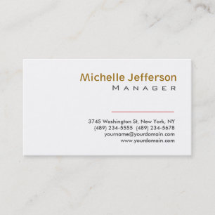 Tarjeta de presentación Trendy Plain White Manager