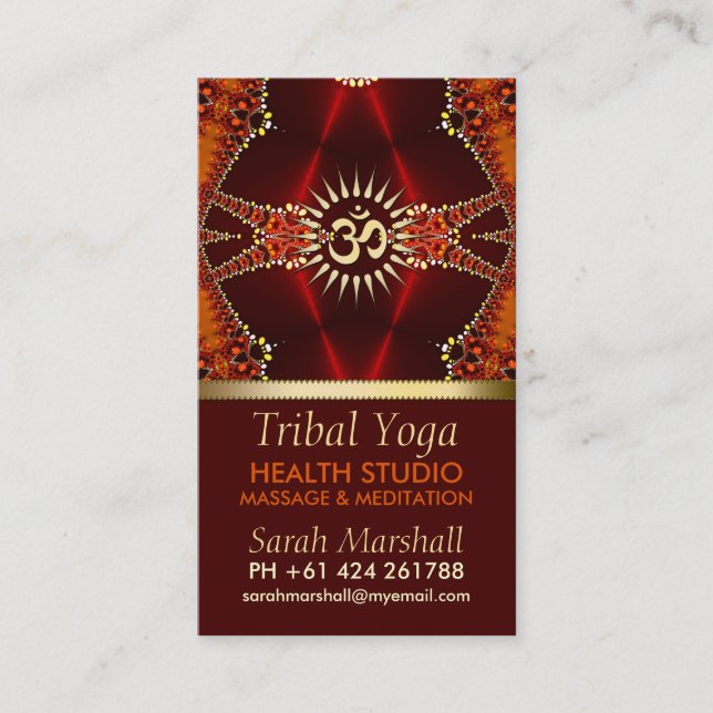 Tarjeta de presentación tribal de yoga para la nue (Anverso)