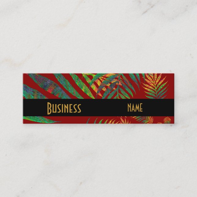 Tarjeta de Presentación Tropical Rojo Helechos Del (Anverso)