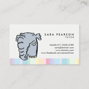 Tarjeta de presentación Tutor Cute Grinning Elepha