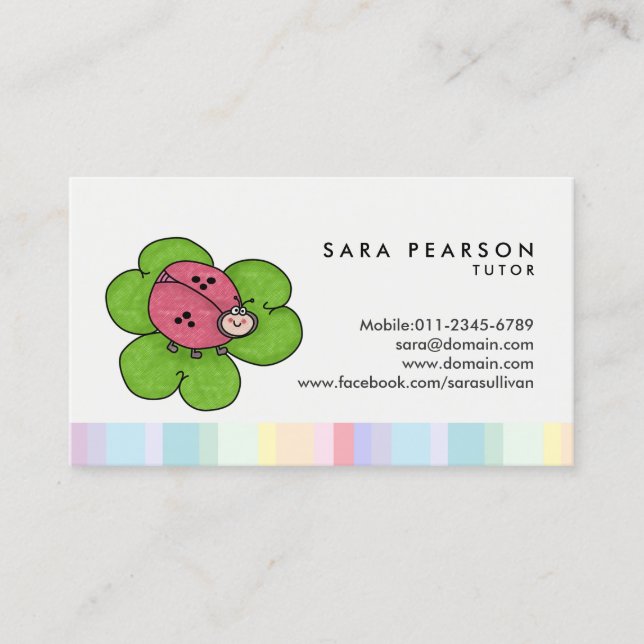 Tarjeta de presentación Tutor Cute Ladybug (Anverso)