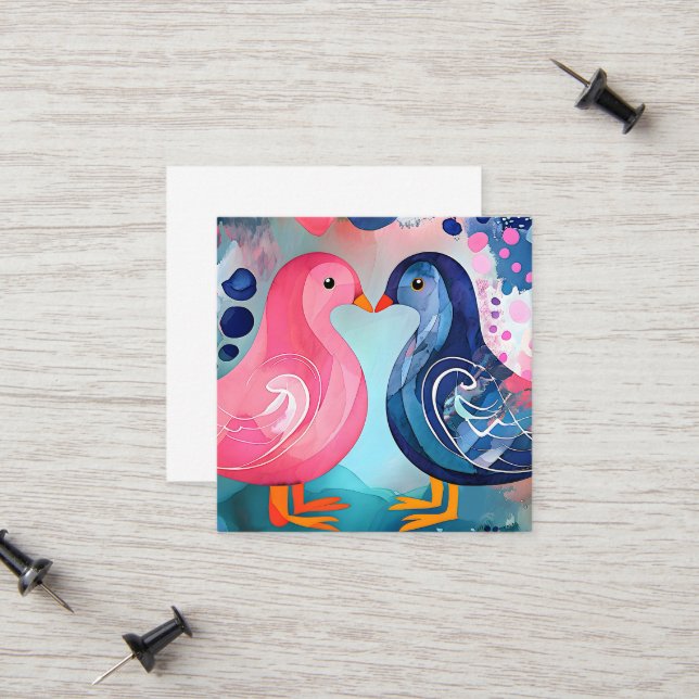 Tarjeta De Presentación "Un beso en las plumas" Feliz Día de San Valentín (Anverso/Reverso In Situ)