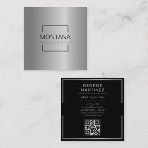 Tarjeta De Presentación Una lujosa plata con código qr
