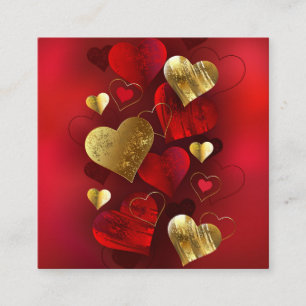 Tarjeta De Presentación Valentinas doradas y rojas
