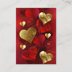 Tarjeta De Presentación Valentinas doradas y rojas