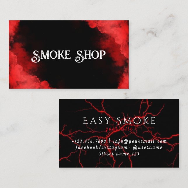 Tarjeta de presentación Vape para Red Smoke Shop (Anverso / Reverso)