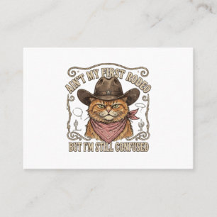 Tarjeta De Presentación Vaquero Gato Confundido Rodeo