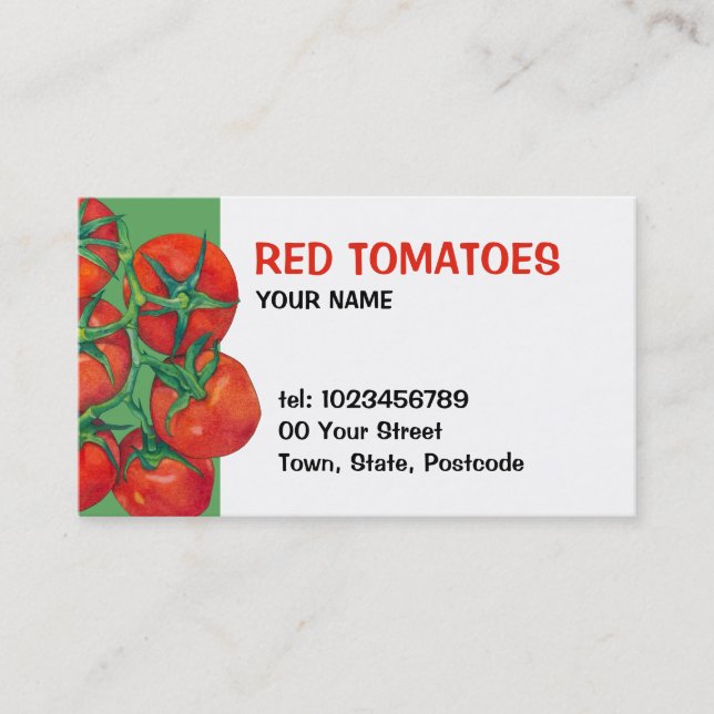 Tarjeta de presentación verde de tomates rojos (Anverso)