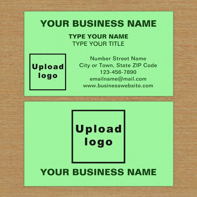 Tarjeta de presentación verde ligera con estilo al (The front and back of the light green business card)