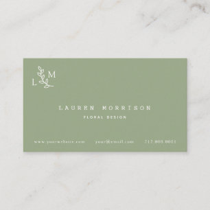 Tarjeta de presentación verde para monograma botán