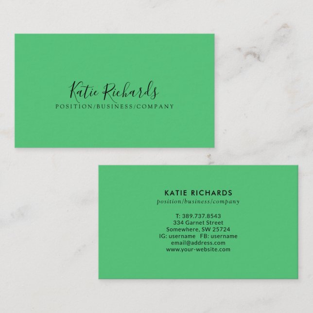 Tarjeta de presentación verde simple (Anverso / Reverso)