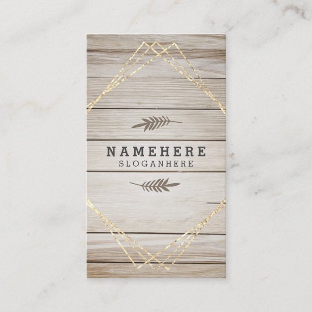 Tarjeta de presentación vertical de madera oscura  (Anverso)