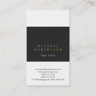 Tarjeta de presentación vertical Gris White Plain