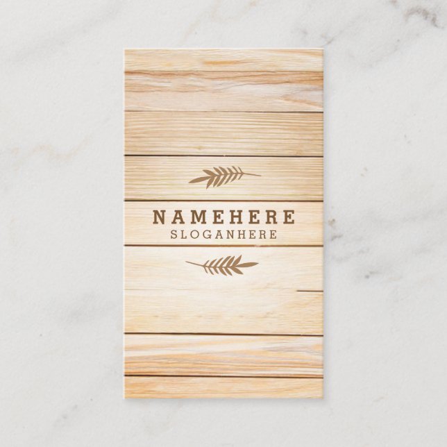 Tarjeta de presentación vertical moderna de madera (Anverso)
