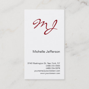 Tarjeta de presentación vertical Monograma Rojo Bl