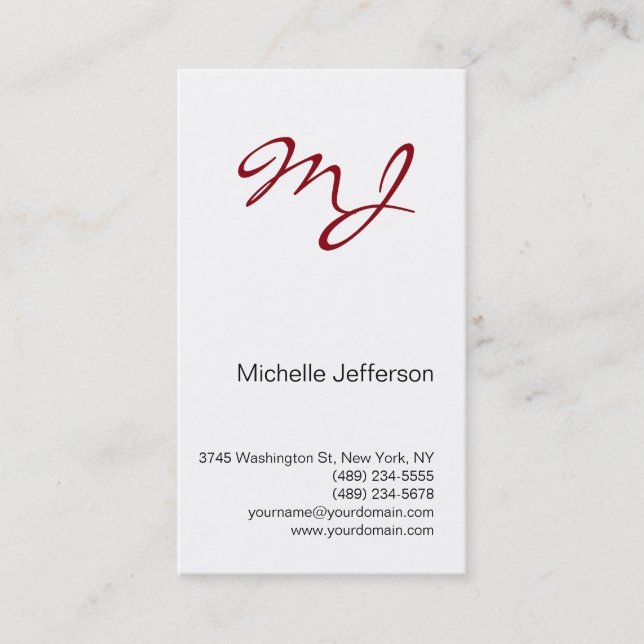 Tarjeta de presentación vertical Monograma Rojo Bl (Anverso)