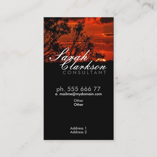 Tarjeta de presentación vertical Red Sunset Horizo (Anverso)