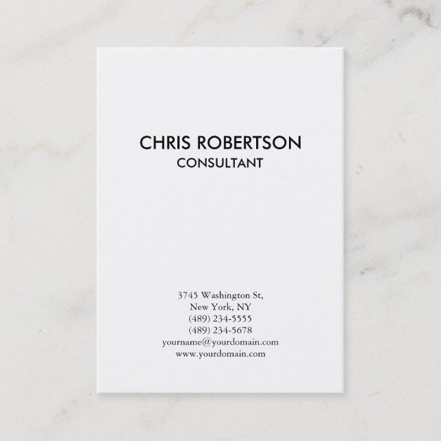 Tarjeta de presentación vertical simple en blanco  (Anverso)