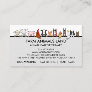 Tarjeta De Presentación Veterinario de animales de granja grises