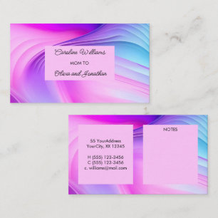 Tarjeta De Presentación Vibrante rosa púrpura azul remolinos mamá a