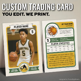 Tarjeta De Presentación Vintage Custom Basketball Trading Card, Green