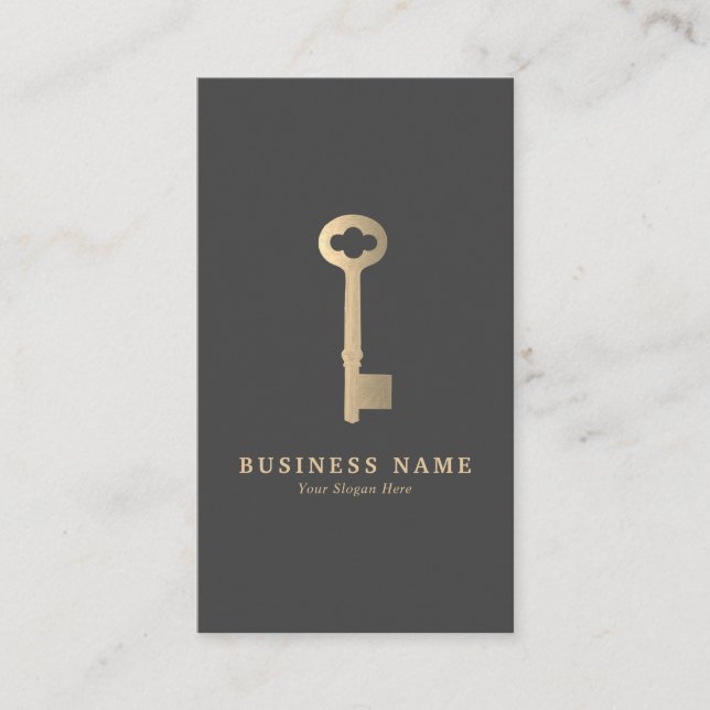 Tarjeta de presentación Vintage Gold Key (Anverso)