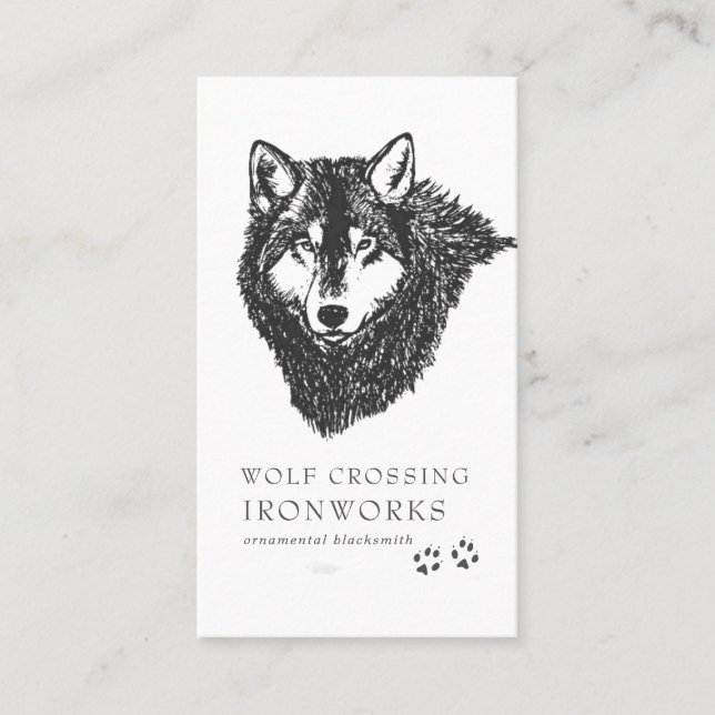 Tarjeta de presentación Vintage Sketch Wolf (Anverso)