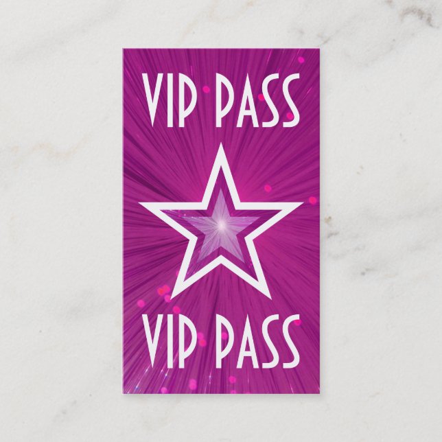 Tarjeta de presentación "VIP PASS" de estrella ros (Anverso)